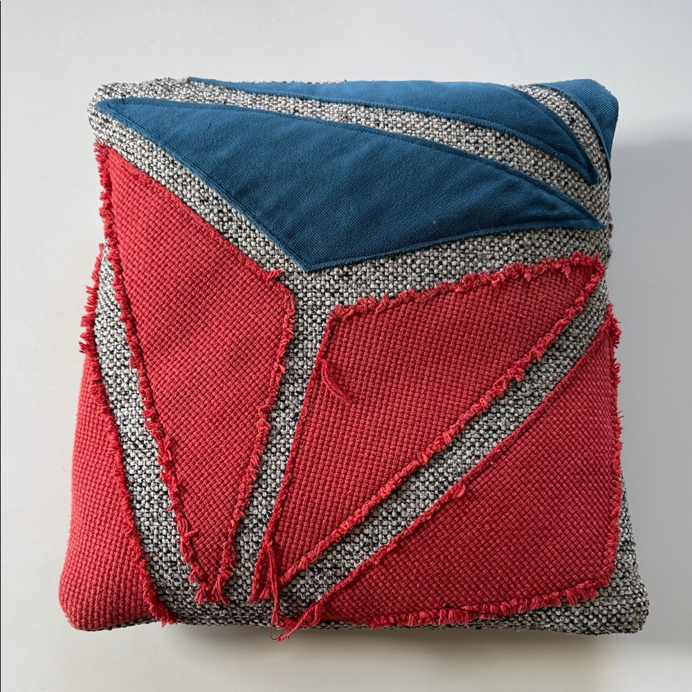 Red and Blue Geometric Throw Pillow